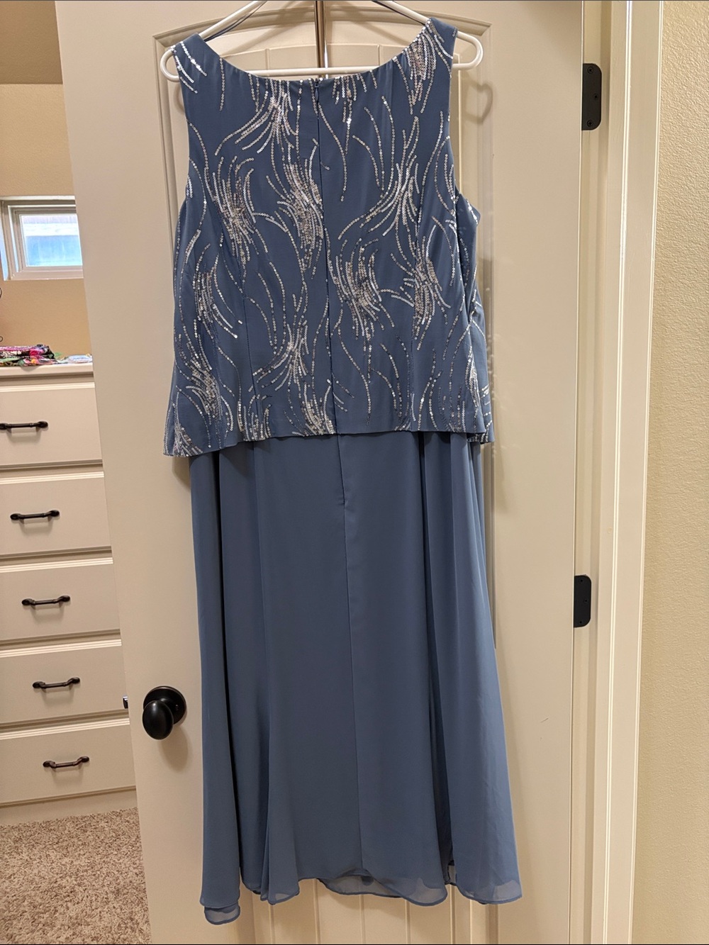 Alex Evenings Dusty Blue Beaded Midi Dress - Picture 3 of 4